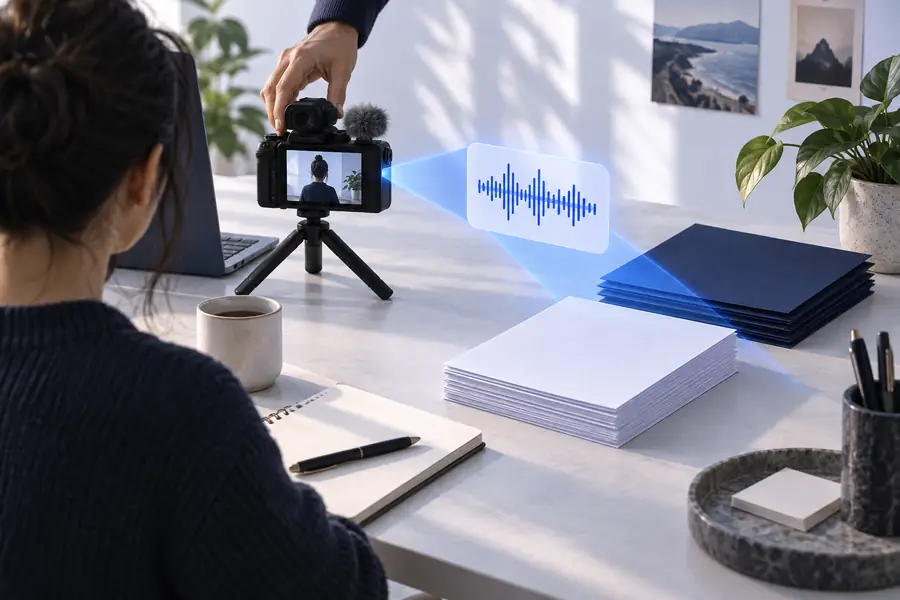 Illustration of video speech being prepared as a text source