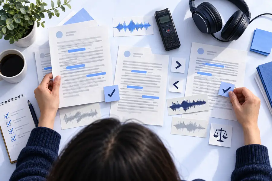 Illustration accompanying the guide to evaluating transcript AI reviews