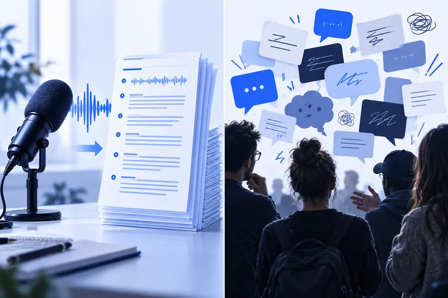 Illustration associated with comparing a transcription tool and community advice